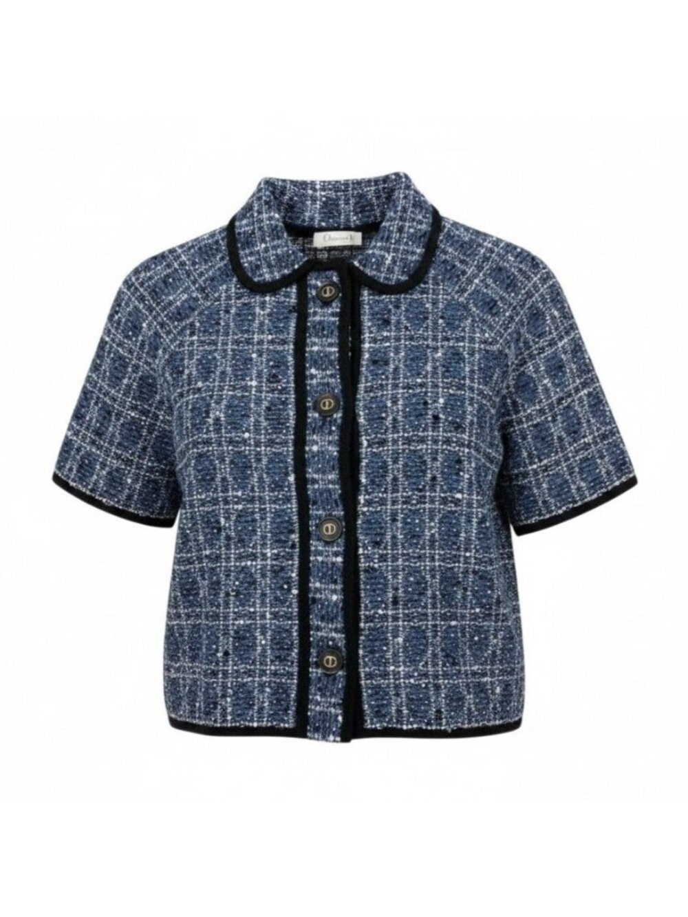 Dior Short Sleeve Cropped Cannage Jacket Blue